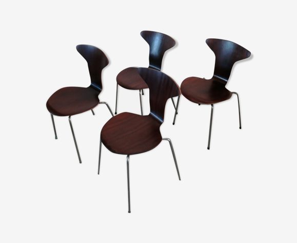 Mid Century 3105 Myggen / Chaises Mosquito par Arne Jacobsen pour Fritz Hansen, set de 4