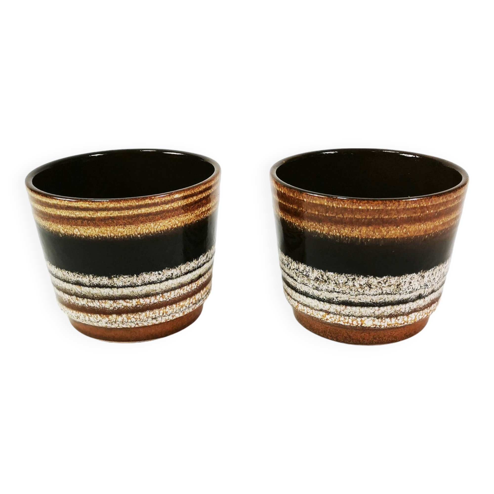 A pair of ceramic flower pots with covers, Scheurich, Germany, 1960s.