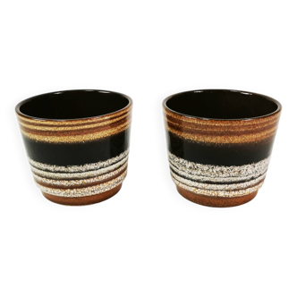 A pair of ceramic flower pots with covers, Scheurich, Germany, 1960s.