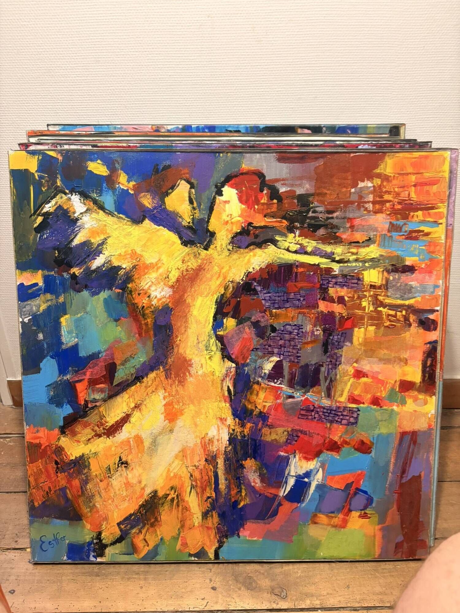 Oil Painting Canvas Deloison Caen Abstract Modern Dancer Woman