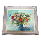 Old painting representing a bouquet of flowers