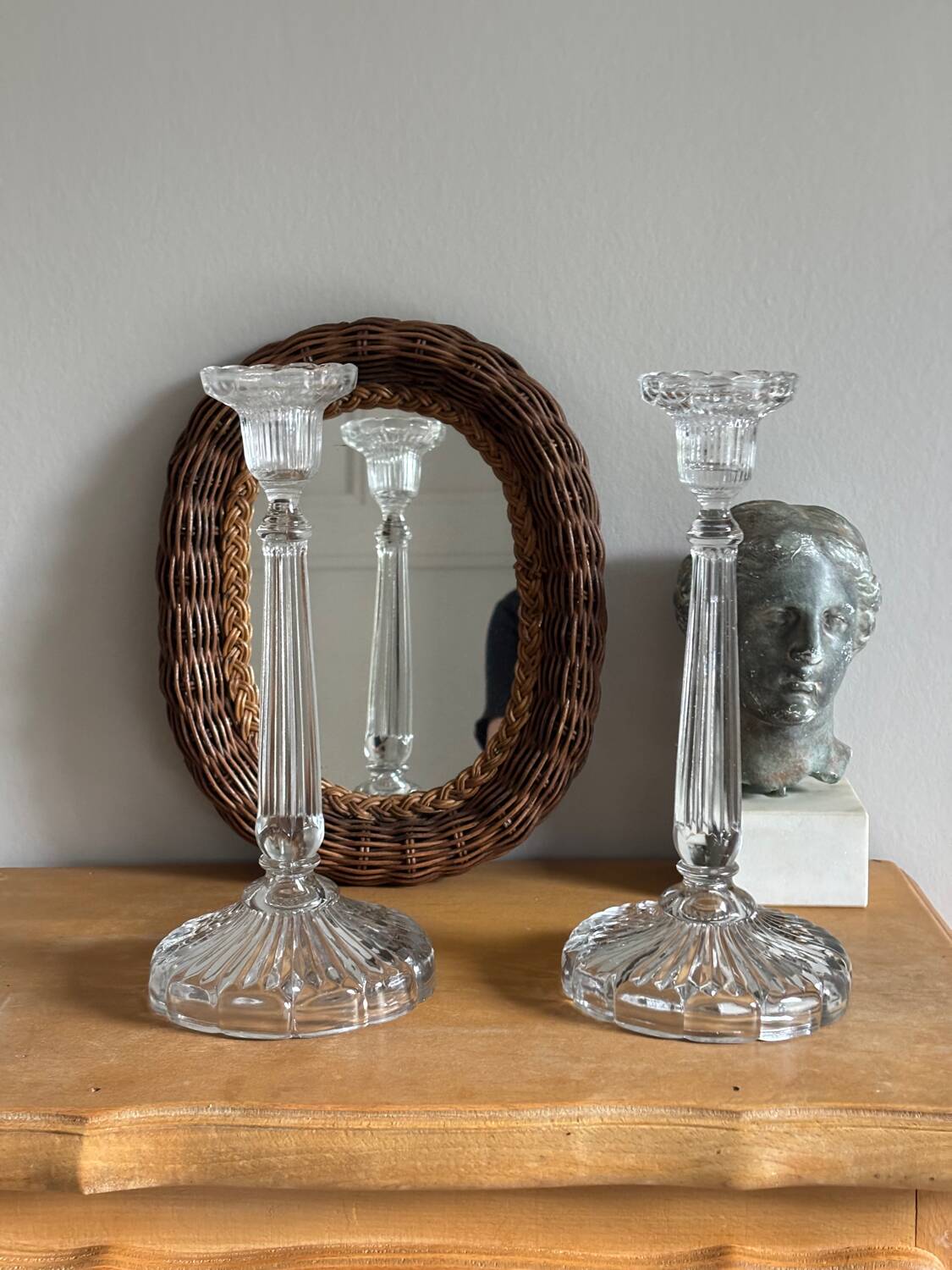 Antique glass candlesticks
