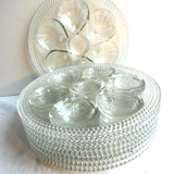 Set of 9 oyster plates in thick glass quite heavy, vintage or Art Deco