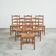 6 solid oak and woven bamboo chairs, mid-century, 1950s