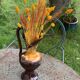 Carafe with handle, jug, vase in Vallauris style enamelled ceramic