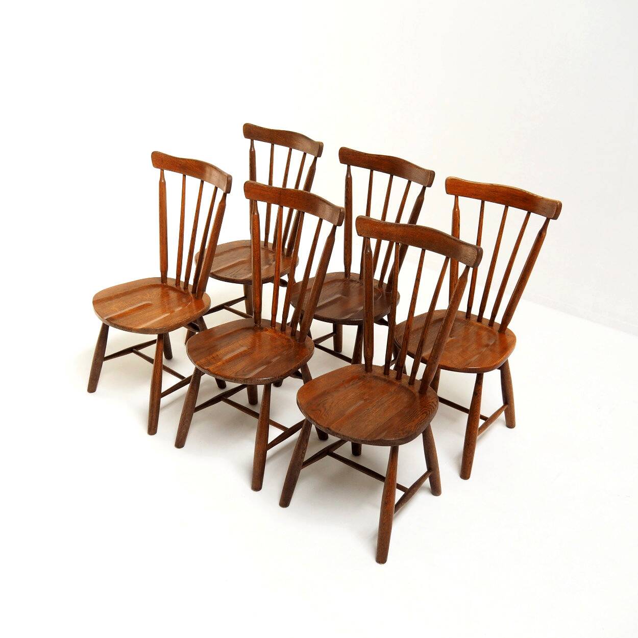 Set of 6 Vintage Chairs in the Japandi Brutalist Style