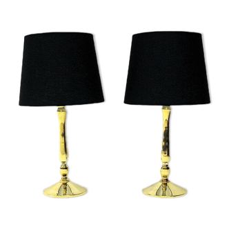 Classic brass table lamp pair from scandinavia 1950s