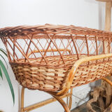 Couffin on foot in vintage rattan 50s