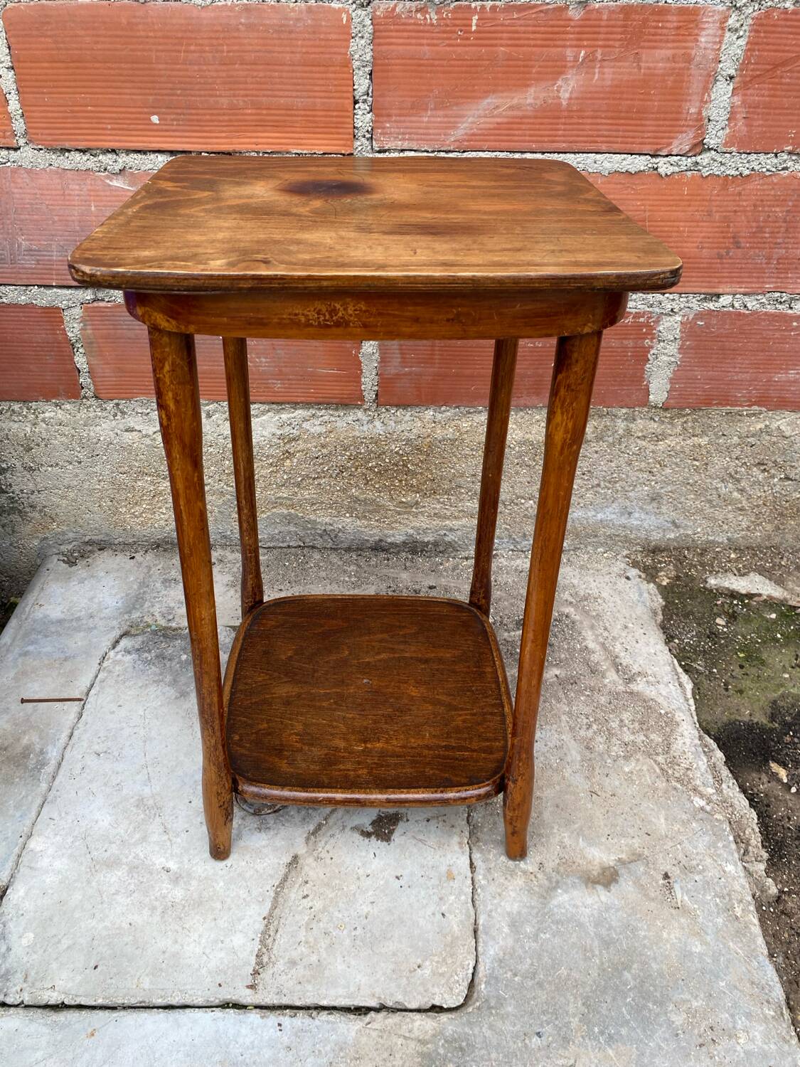 Table D’appoint Sellette Ancienne Bois Tourné Brut Décoration Vintage
