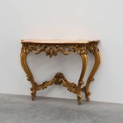 Carved gilt console table with rose marble top, Louis XV / Rococo style, It