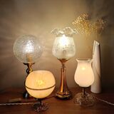 Upcycled pink glass table lamp from Clichy