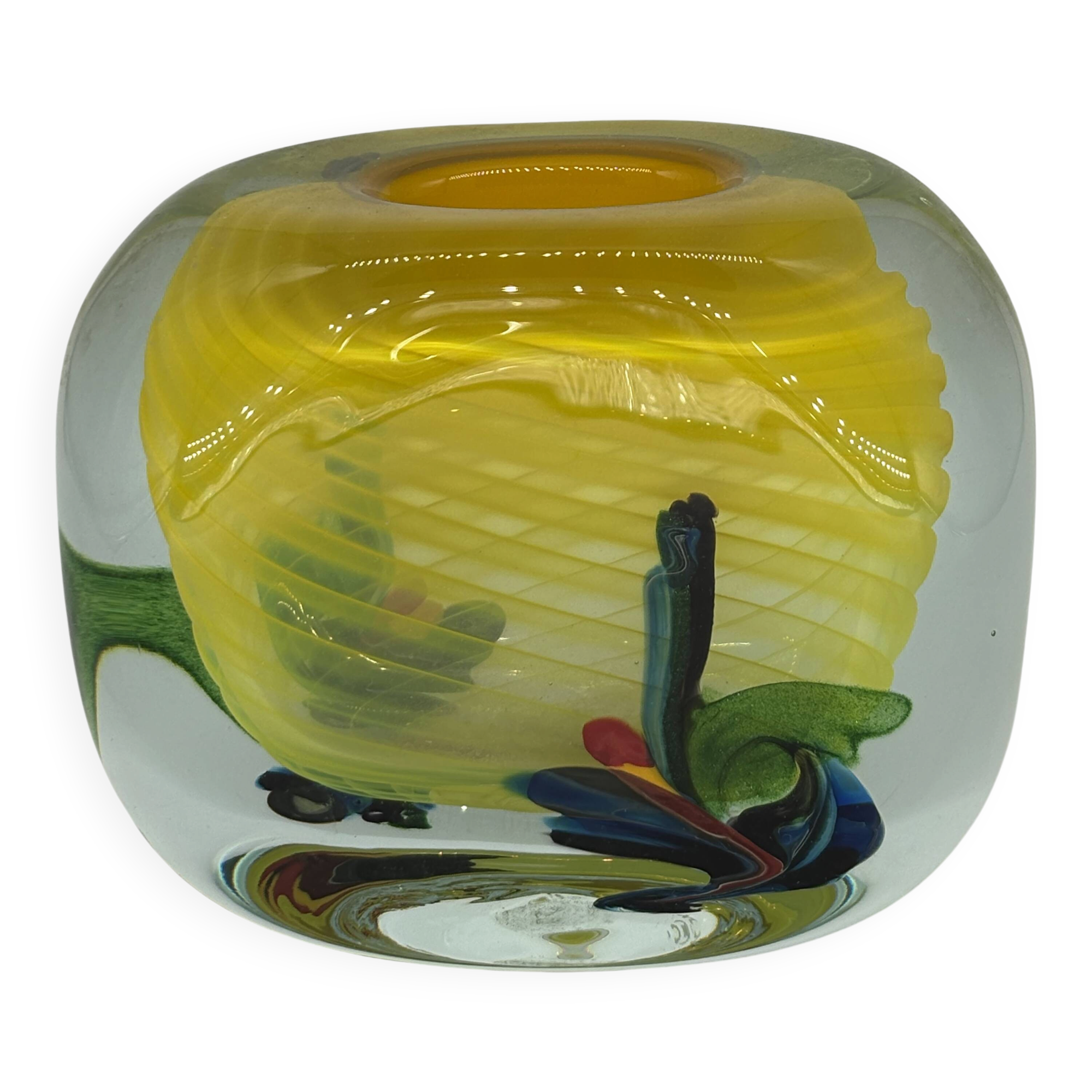 Vase Murano jaune signé Robert Pierini