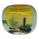 Murano vase in yellow signed by Robert Pierini.
