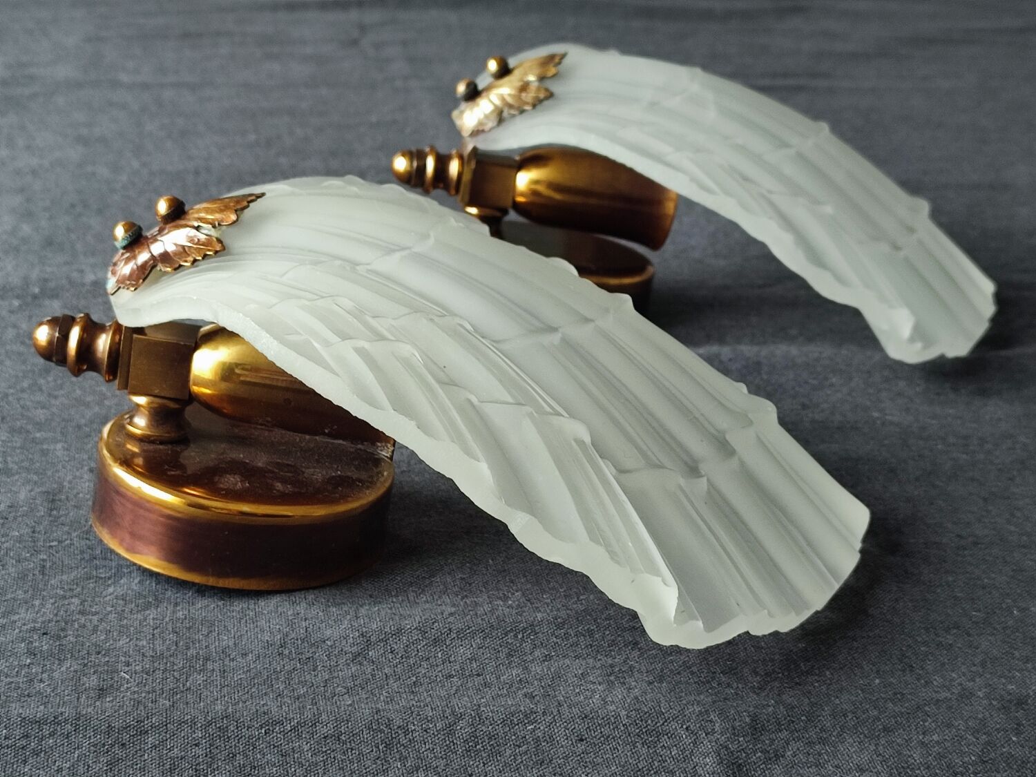 Pair of vintage shell wall lamp