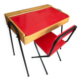 Vintage red children's desk and chair set