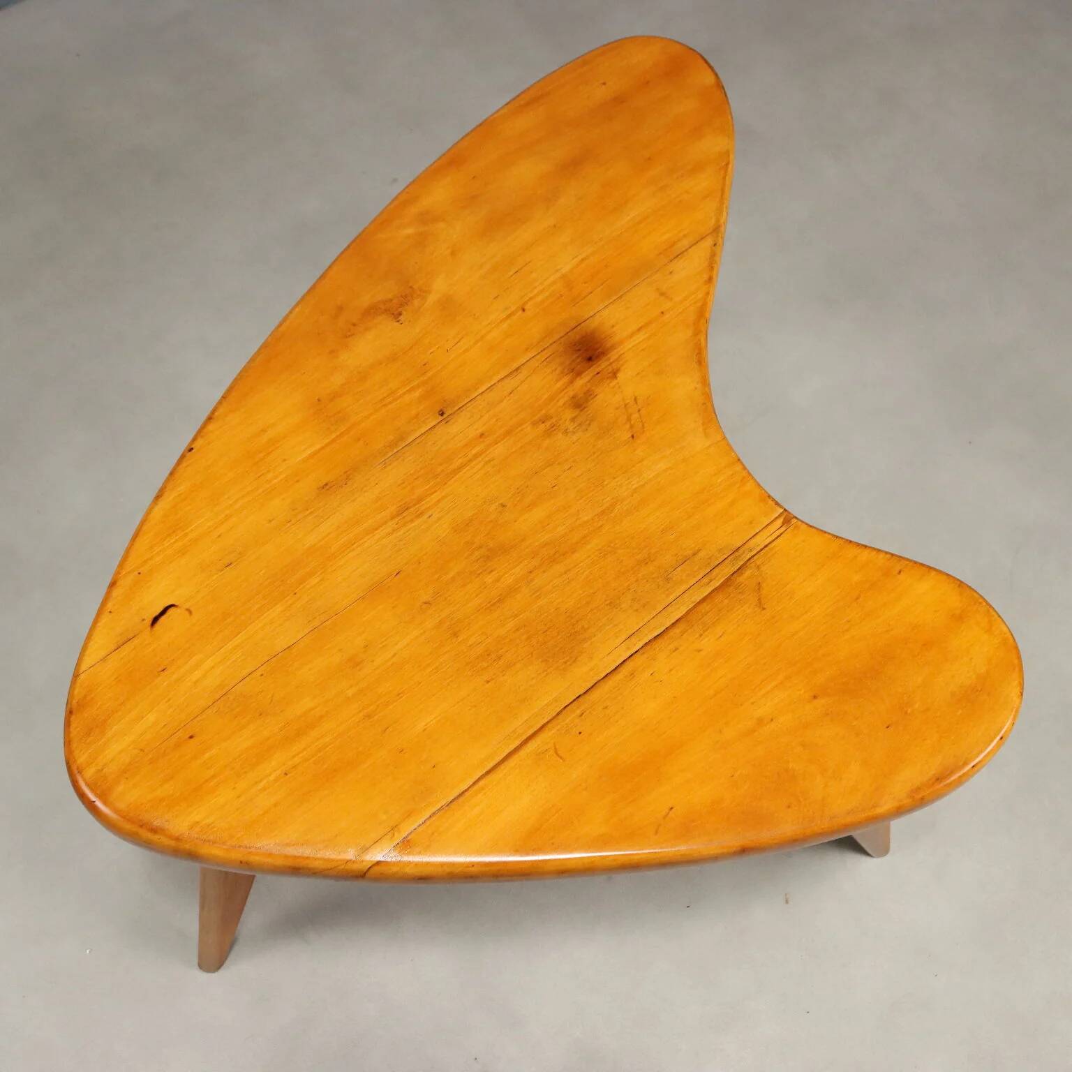 Vintage beech wood coffee table, painted, design from the 1950s.