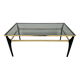 Mid Century Modern coffee table with gold-plated metal and smoked glass.