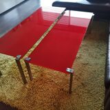 Red glass trundle coffee table by Jean Nouvel edited by Zeritalia
