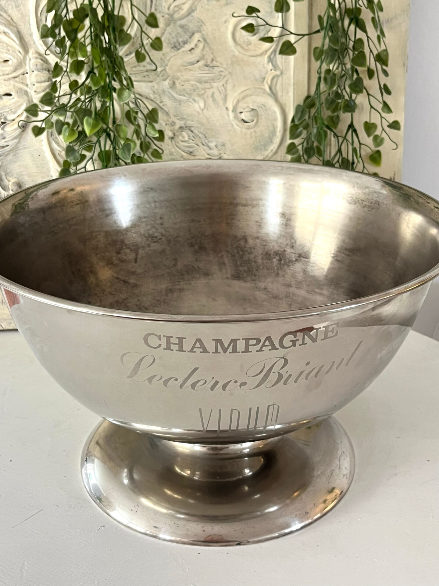 French champagne cooler bowl Leclerc Briant Vinum silver plated