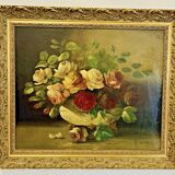 Oil on canvas still life by G. Lamy (19th-20th century)