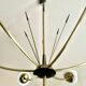 Large chandelier with 6 opaline tulip shades and 6 anthracite points, 1950