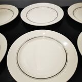 Set of 6 old flat plates with silver edging