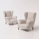 Pair of Striped French Bergère Armchairs, 1970s
