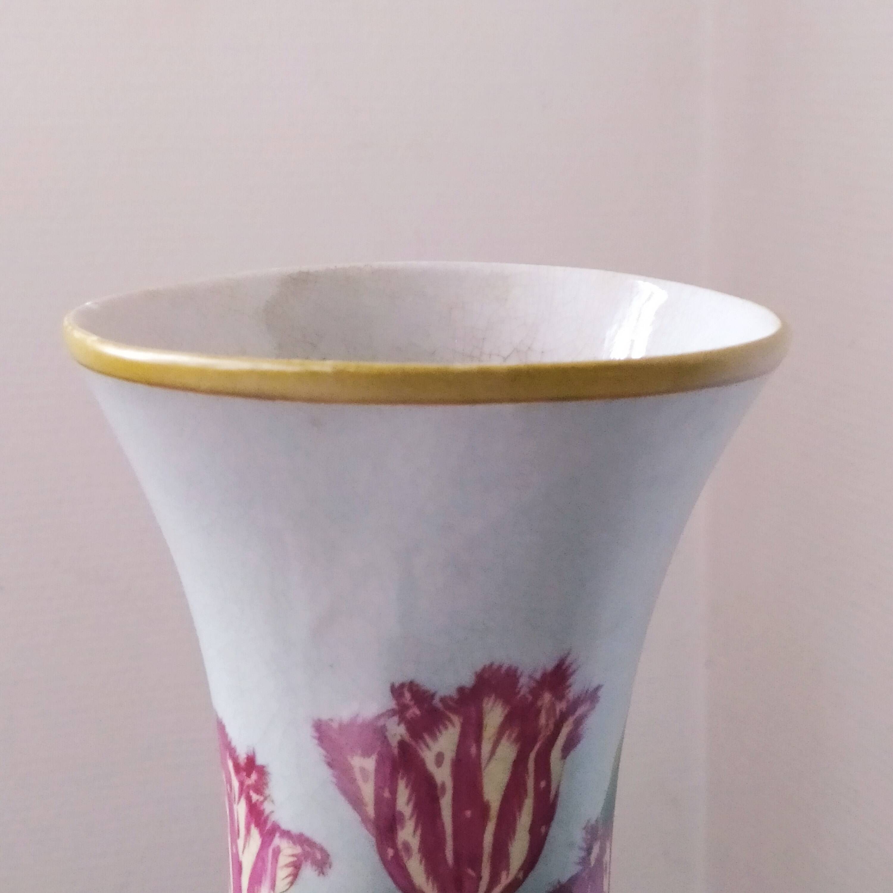 Art Nouveau glazed ceramic vase with Tulip decoration from the Sphère house