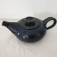 Blue glazed stoneware ceramic teapot Signed Pictogram Signature to identify