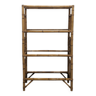 Vintage bamboo & smoked glass shelf