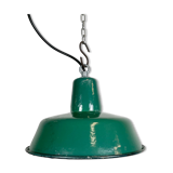 Industrial green enamel pendant lamp, 1960s