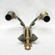 Pair of art deco lacquered metal, brass and glass wall lights
