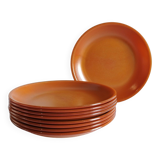 Set of 9 vintage opaline brown plates