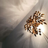 Gilded Italian Hollywood Regency metal wall lamp or flush light by Hans Kögl