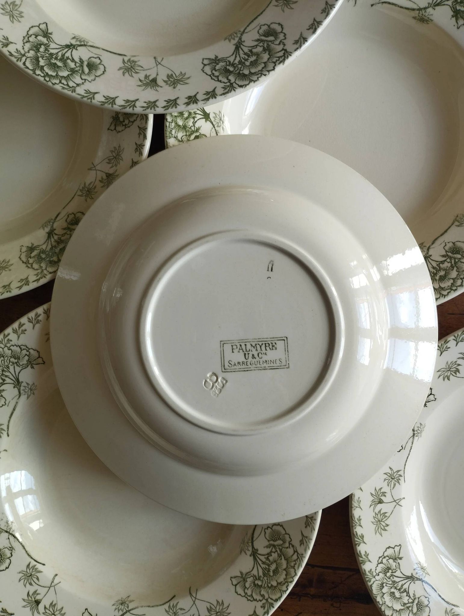 « Palmyre » - 6 assiettes creuses terre de fer Sarreguemines
