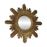 Miroir mural vintage doré Sunburst fabriqué en Italie dans les années 1960 Hollywood Regency