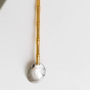 Two-Tone Gucci Bamboo Spoons Set - Gold-Plated Handles, Silver Bowls, Vintage 1970s Mid-Century Design