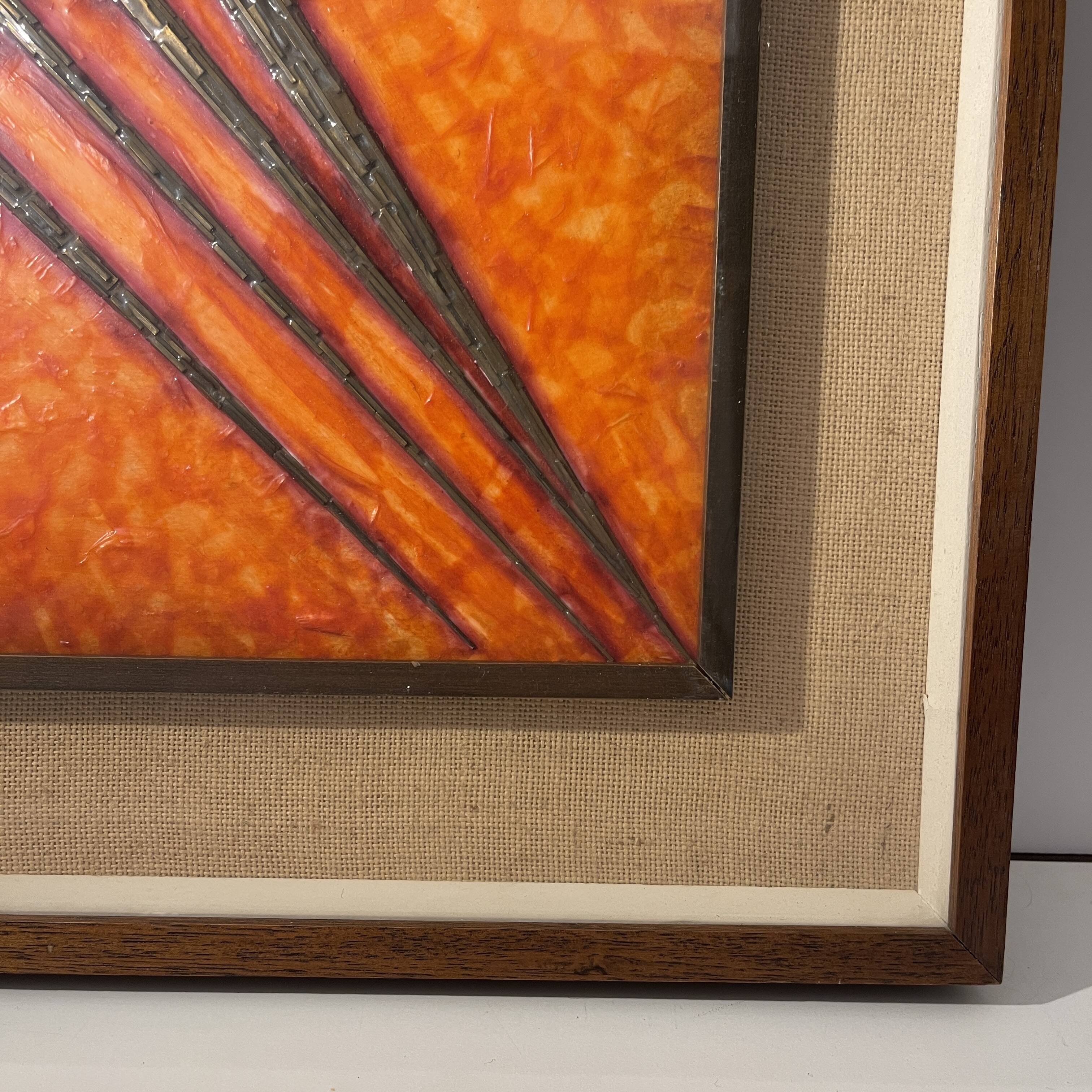 Antonio Secci, brutalist abstract painting, mixed media Italy Milano 69