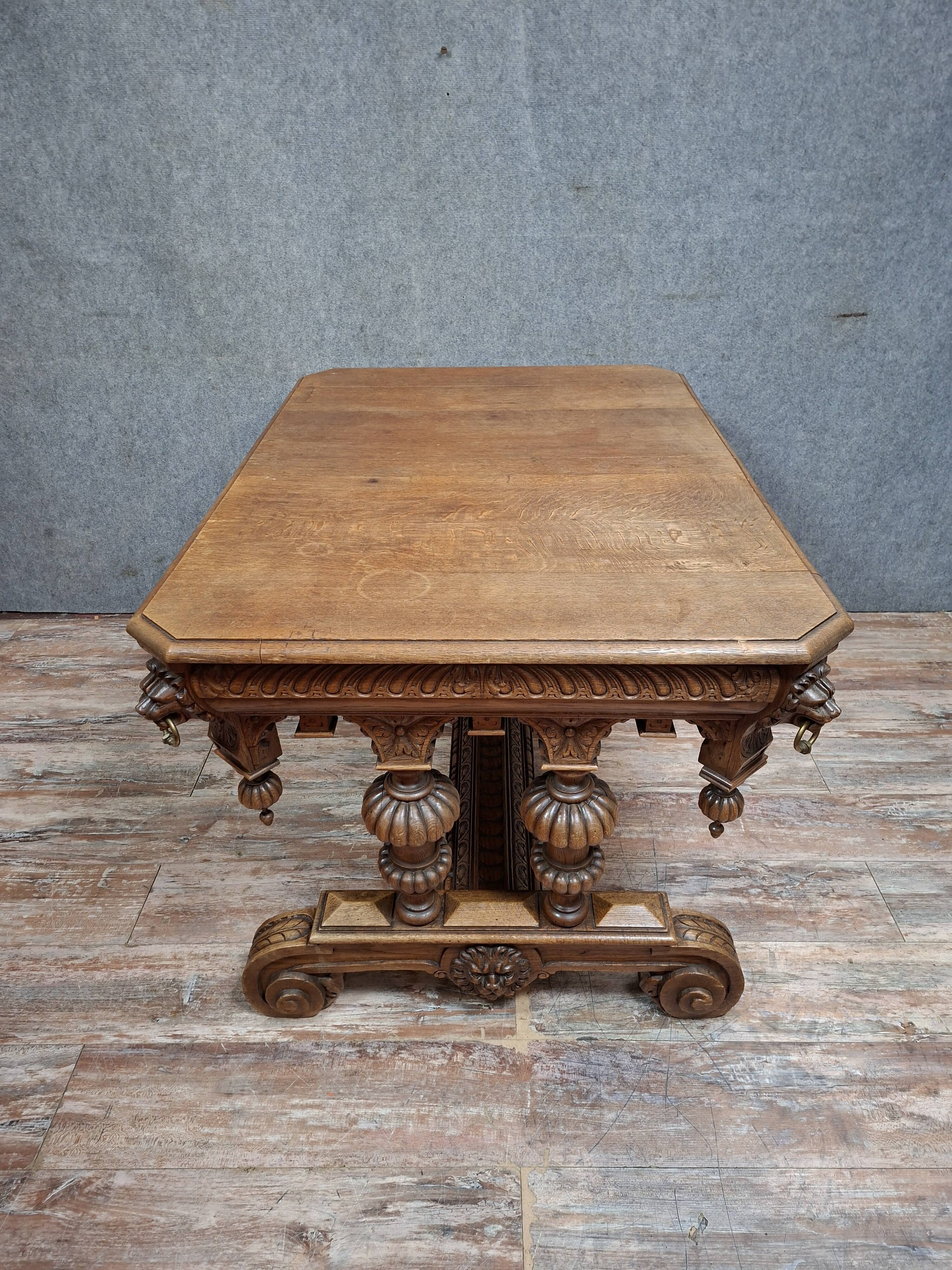 dining table or centre table in carved Renaissance oak