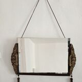 Old Art Deco mirror metal pompoms 45x75cm