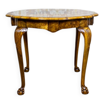 Vintage Round Walnut Coffee Table, 1930s