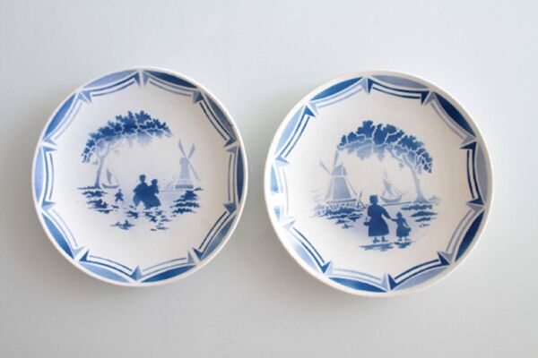 6 assiettes à dessert anciennes françaises, Moulin des Loups, 4067