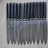 12 Antique silver ebony dessert knives
