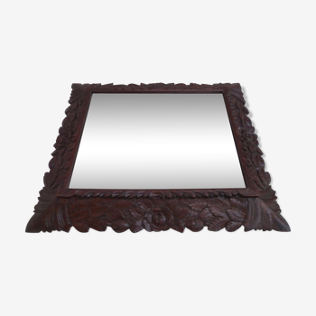Wall mirror early 1900 carved wooden - 60x70cm