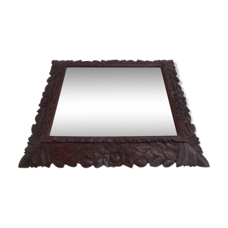 Wall mirror early 1900 carved wooden - 60x70cm