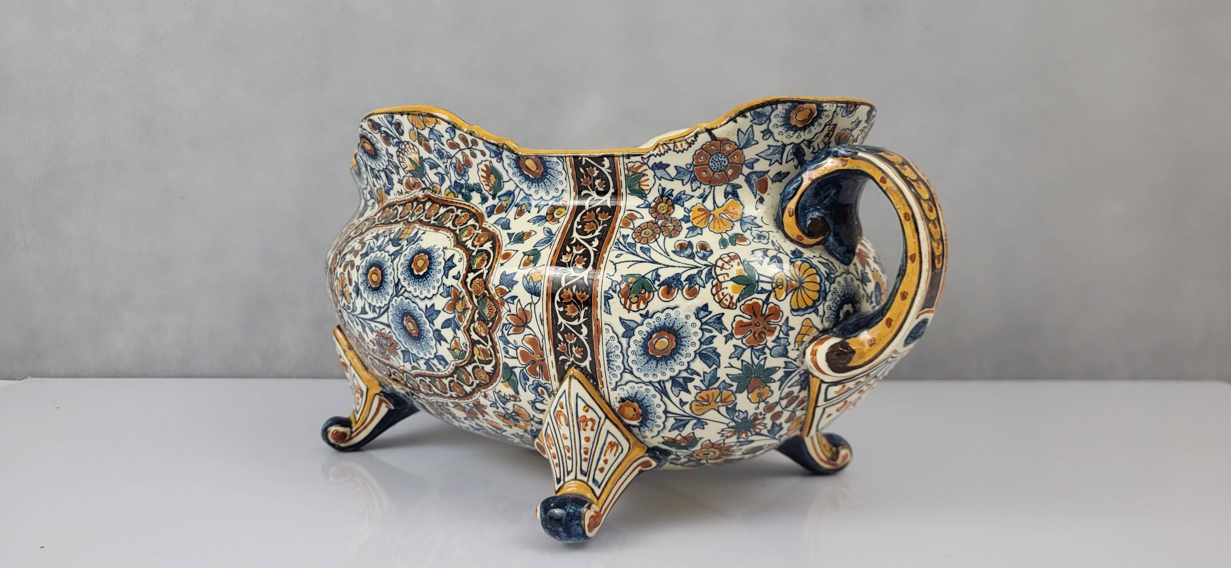 19th century Gien earthenware planter with Persian decor