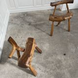 Pair of folk art wooden chairs
