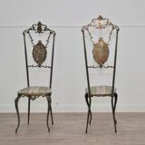 Hollywood regency chiavarine brass side chairs, 1930s, set of 2
