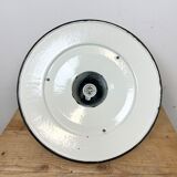 Industrial White Enamel Factory Pendant Lamp, 1960s