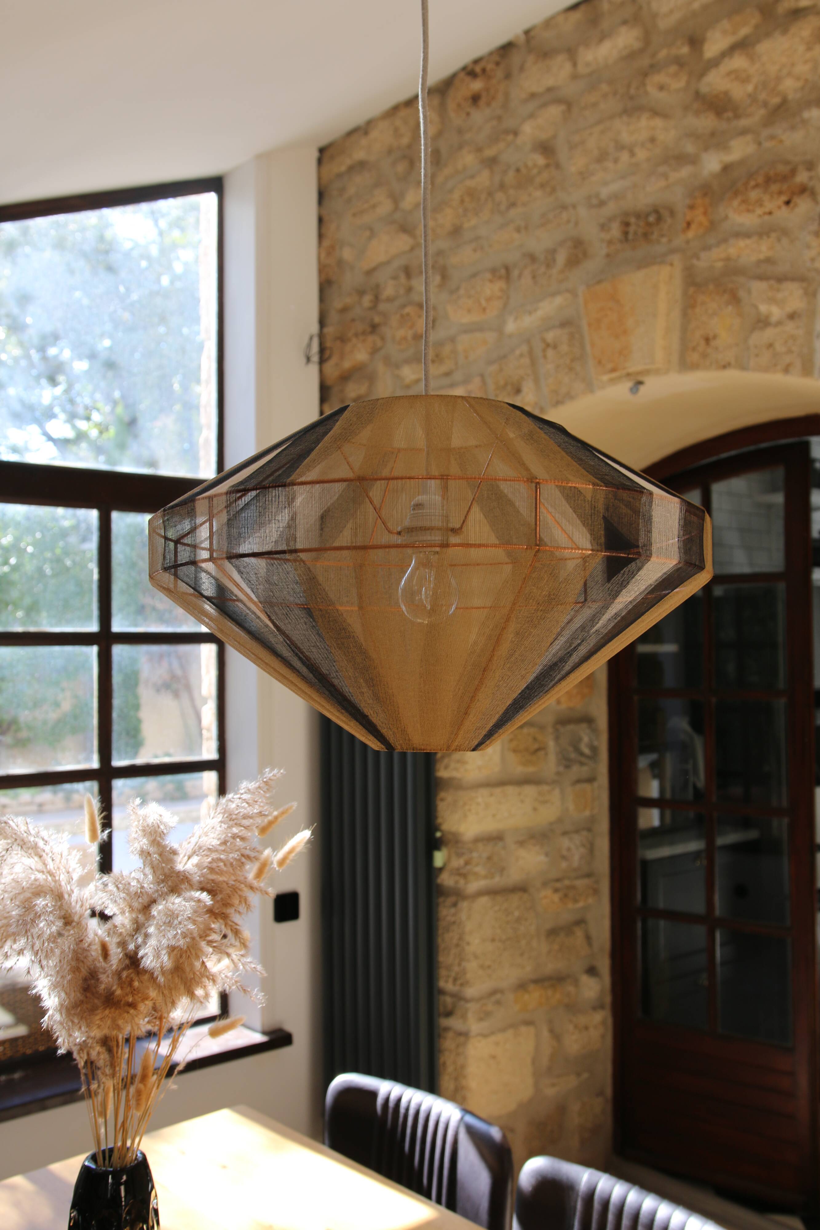 Contemporary cotton thread pendant light